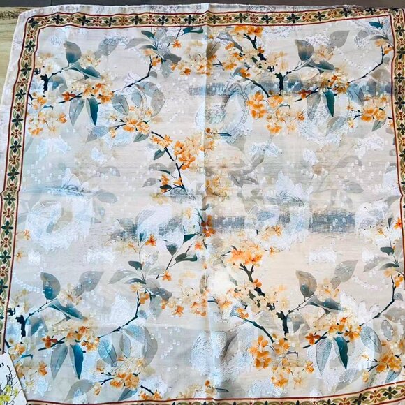 100% Silk Feeling Scarf – Floral Pattern, Made in Hangzhou, China - Picture 1 of 1